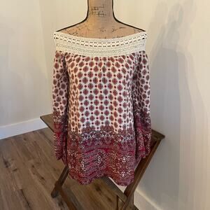 Blu Pepper Boho Off the Shoulder Blouse Size Small